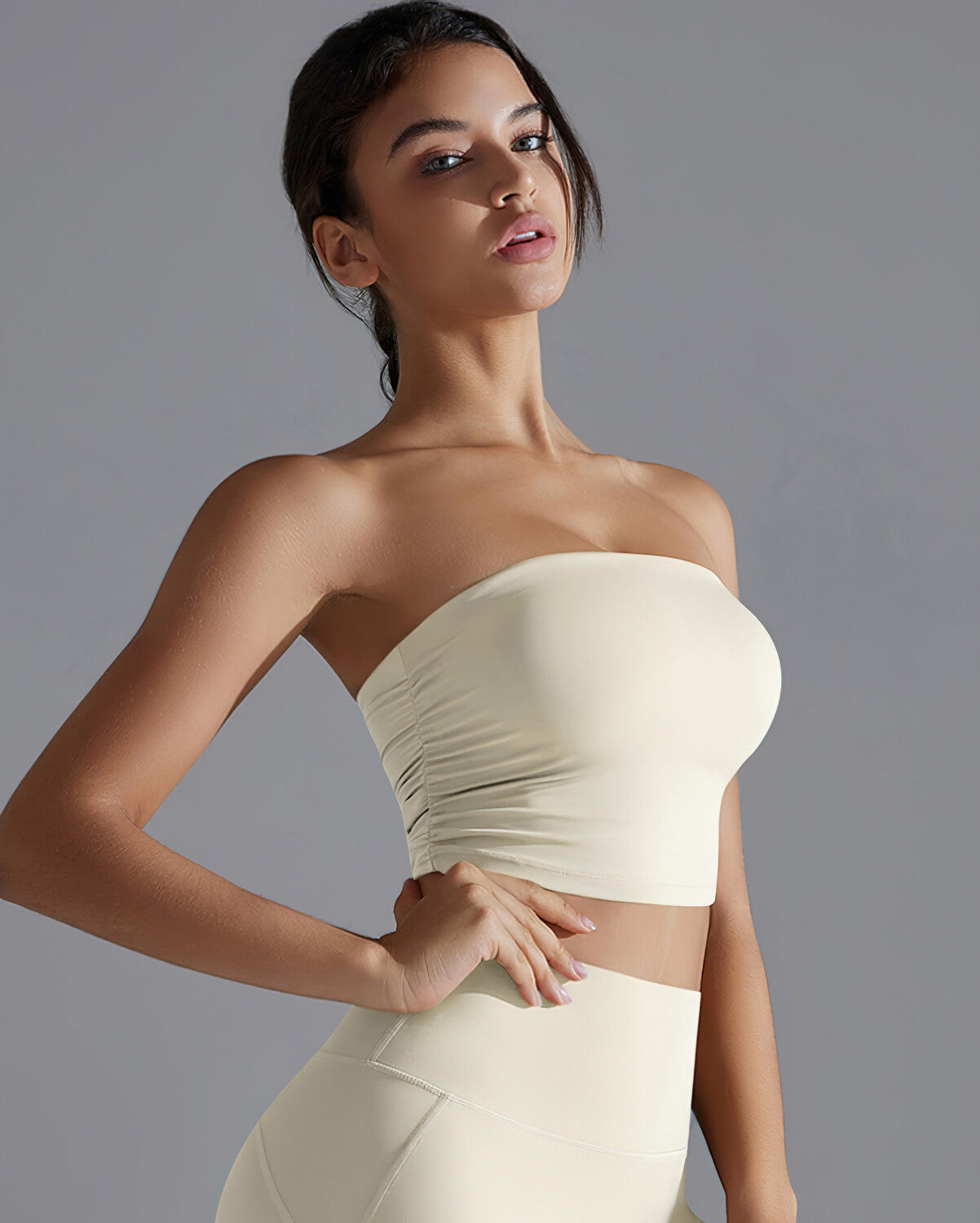 Erminia Top Corto Arricciato - Beige