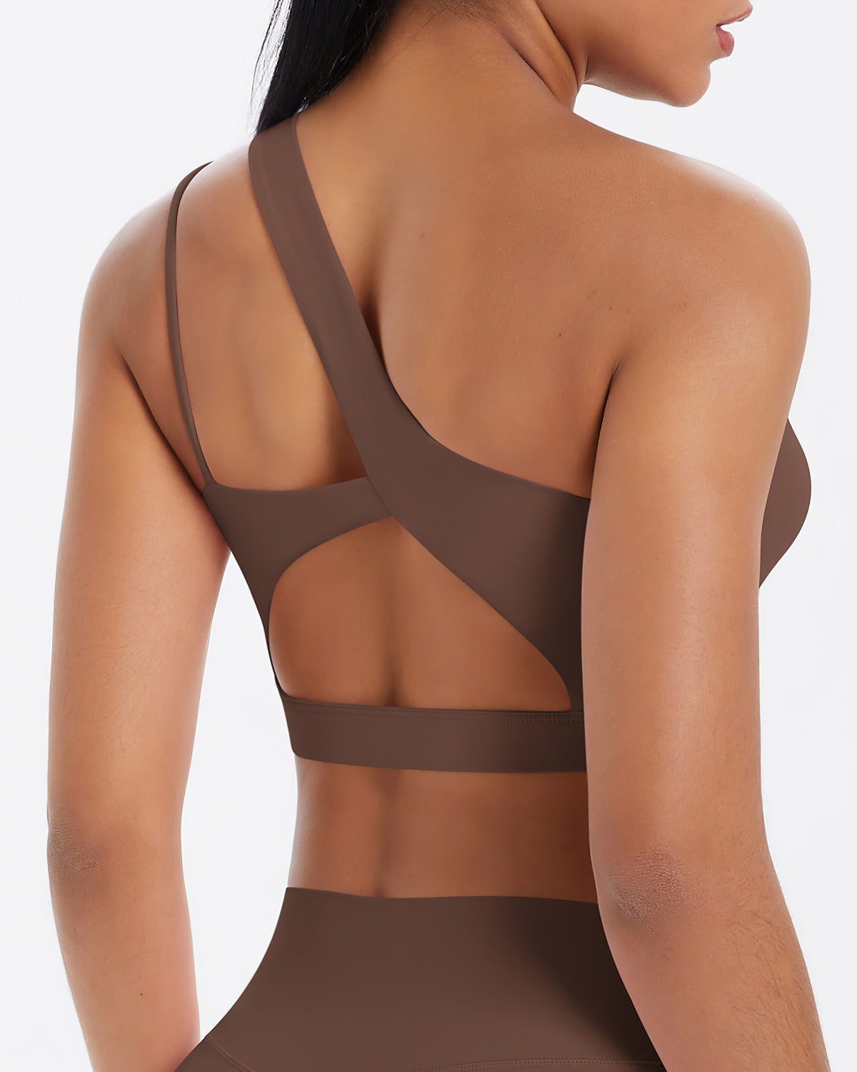 Clara - Shoulder Sports Bra - Brown