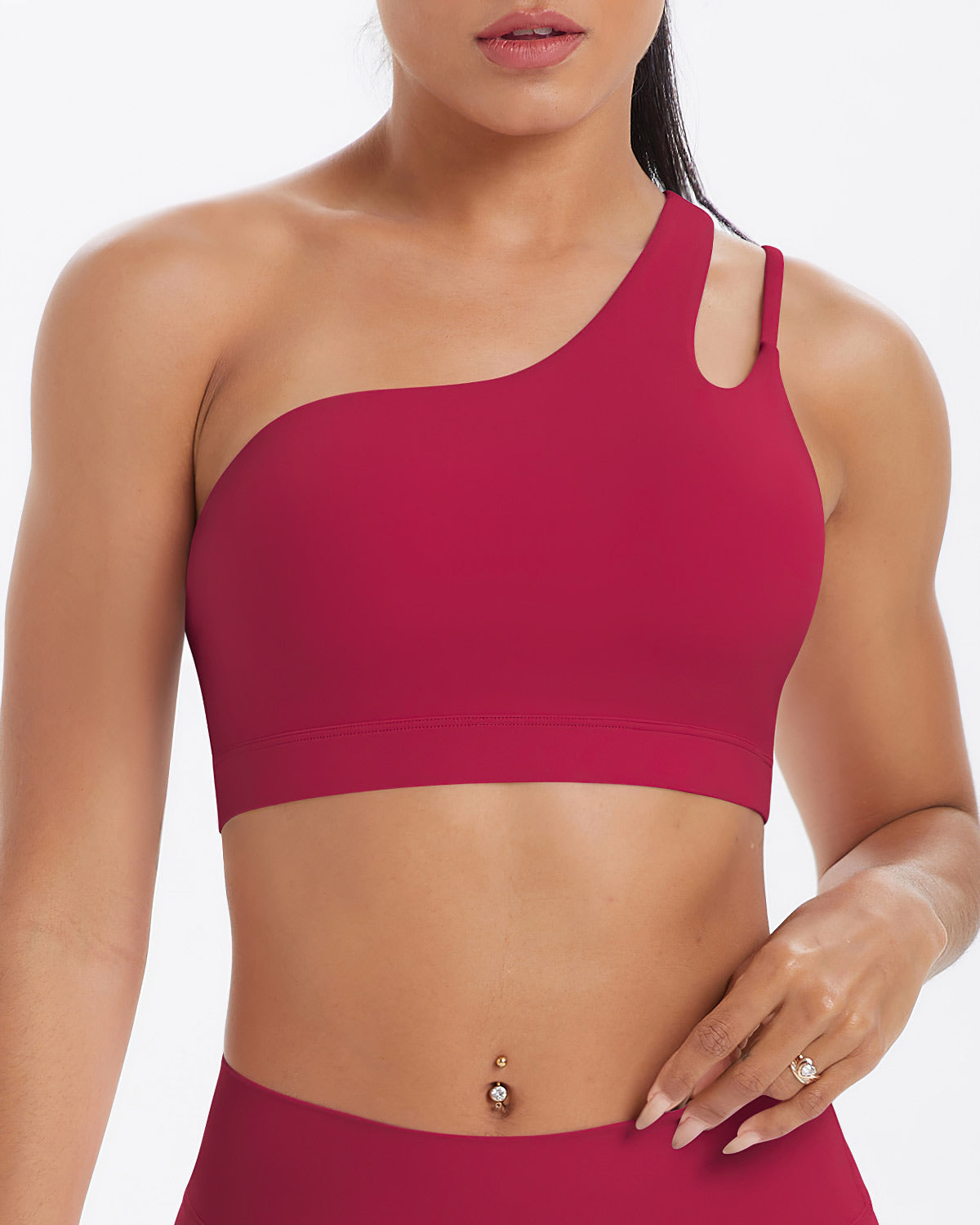 Clara - Shoulder Sports Bra - Carmine