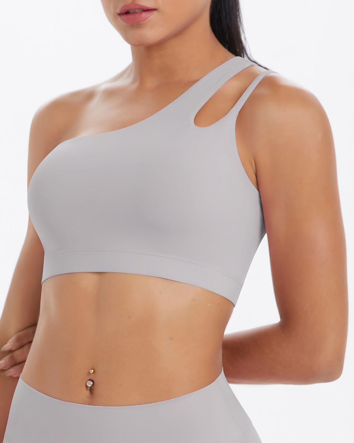 Clara - Shoulder Sports Bra - Light Grey
